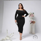 Elegant Sheath Pencil Long Sleeve Maxi Dress