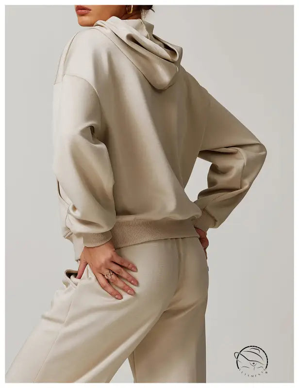 Langry beige hoodie and sweatpants set in casual fashion ملابس