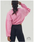 Pink cropped autumn winter thickened sweater with black leggings