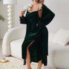 Langry emerald green velvet sweet nightdress with black lace trim
