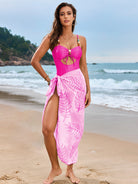 Pink beach sarong and matching swimsuit, perfect for Langry fashion and ملابس styles