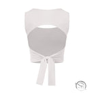 White sleeveless adjustable shockproof outdoor running bra with bow at back