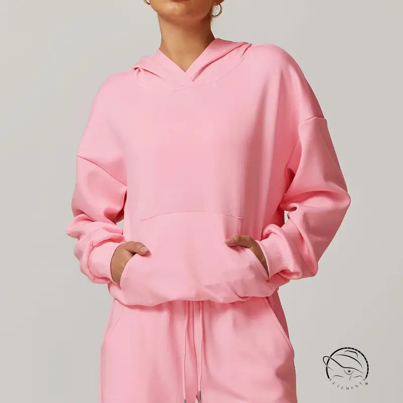 Pink Langry hooded sweatshirt in casual fashionable loose coat