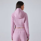 Lilac cropped hoodie and sweatpants set, stylish langry fashion casual wear for women
