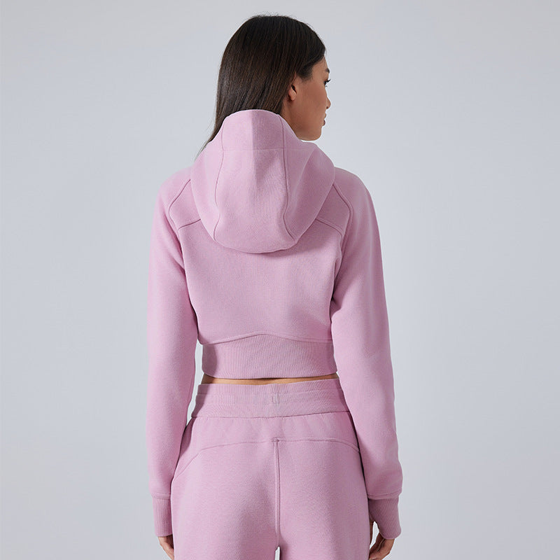 Lilac cropped hoodie and sweatpants set, stylish langry fashion casual wear for women