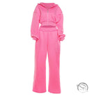 Vibrant pink langry fashion ملابس cropped hoodie tracksuit with wide-leg pants