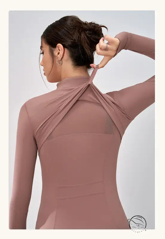 Winter Zipped Stand Collar Slim Fit Sports Outdoor Long Sleeve Yoga