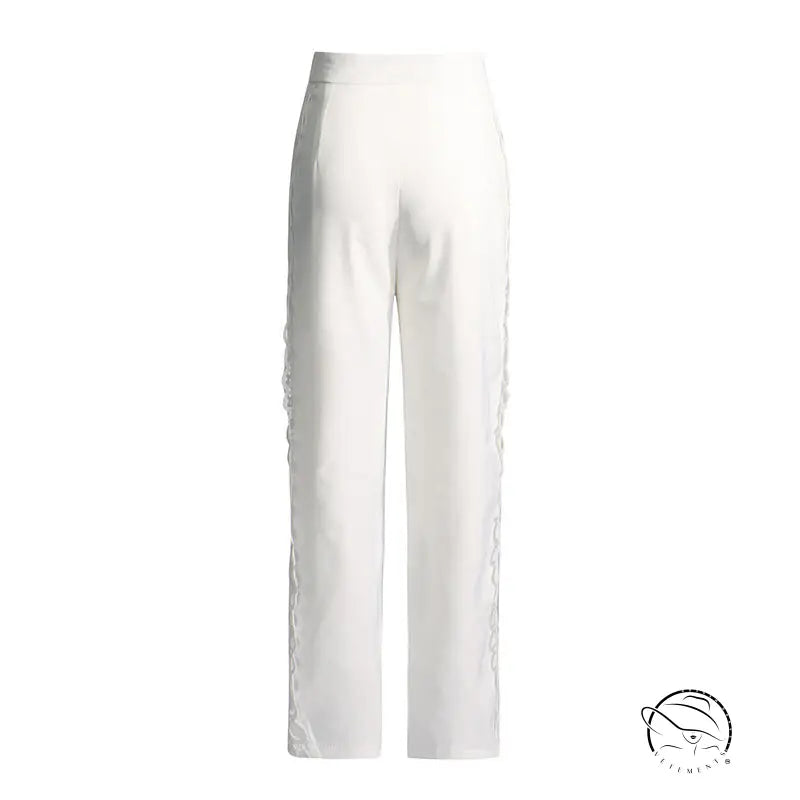 White wide-leg pants in French artistic palace embroidery jumpsuit