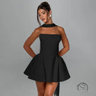 Stunning sleeveless black mini dress in langry fashion ملابس