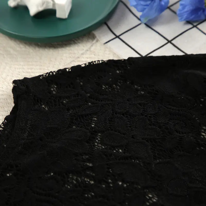 Black lace floral fabric in fashionable pajamas lace design slit shorts