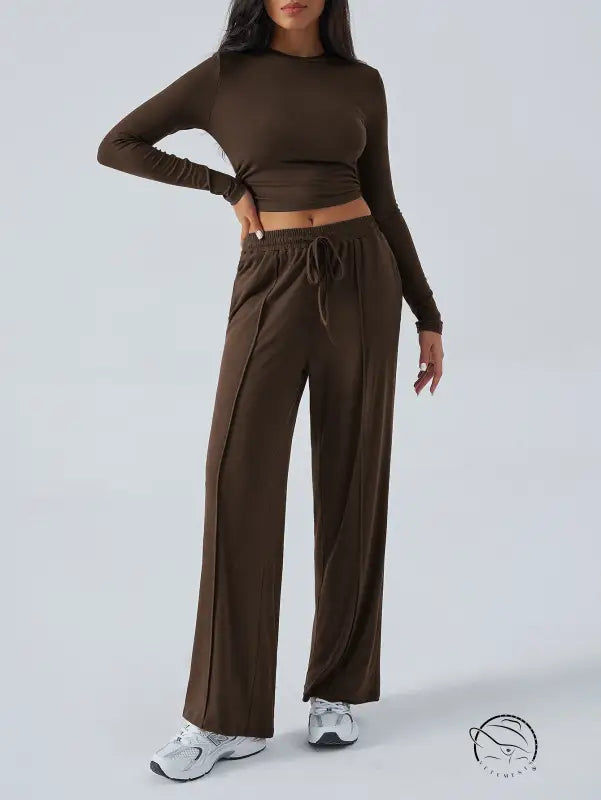 Winter Waist Tight Wide Leg Casual Pants