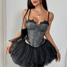 Chic Design Lace Eyelash Steel Ring Boning Corset