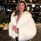 Cozy short faux fur coat in luxurious white Langry fashion