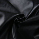 Glossy black leather fabric in Langry winter long sleeve short coat, fashion ملابس