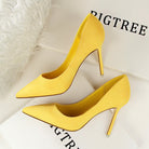 Langry fashion yellow pointed-toe stiletto high heel pump