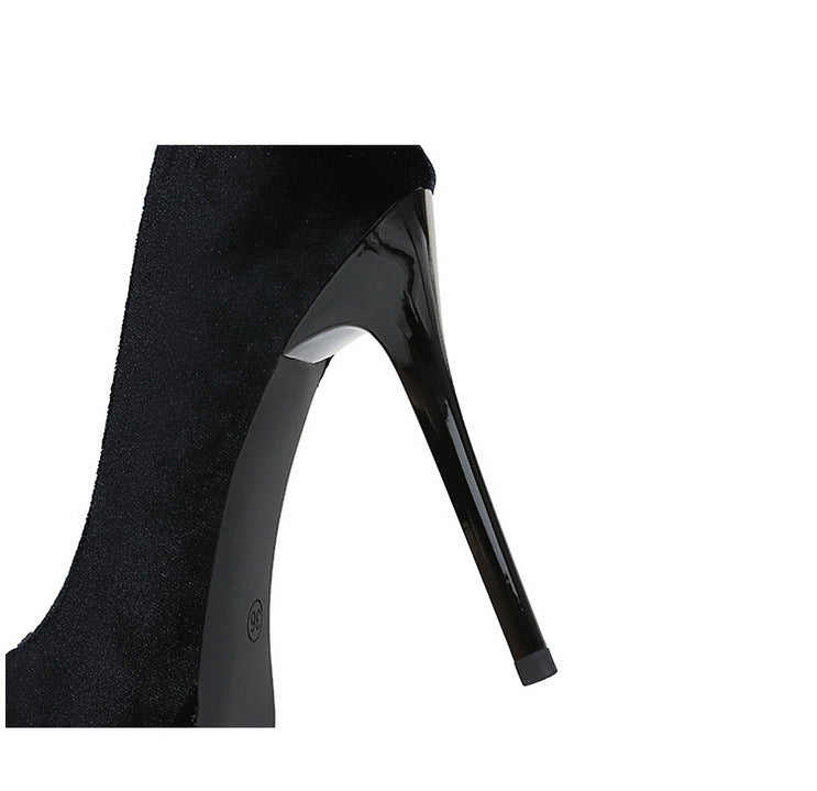 Rhinestone Bow Stiletto Waterproof High Heel