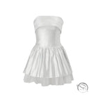 Elegant off-shoulder short dress in white with layered skirt