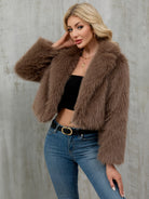 Faux Fur Langry Fashion Cropped Jacket with Fluffy Texture