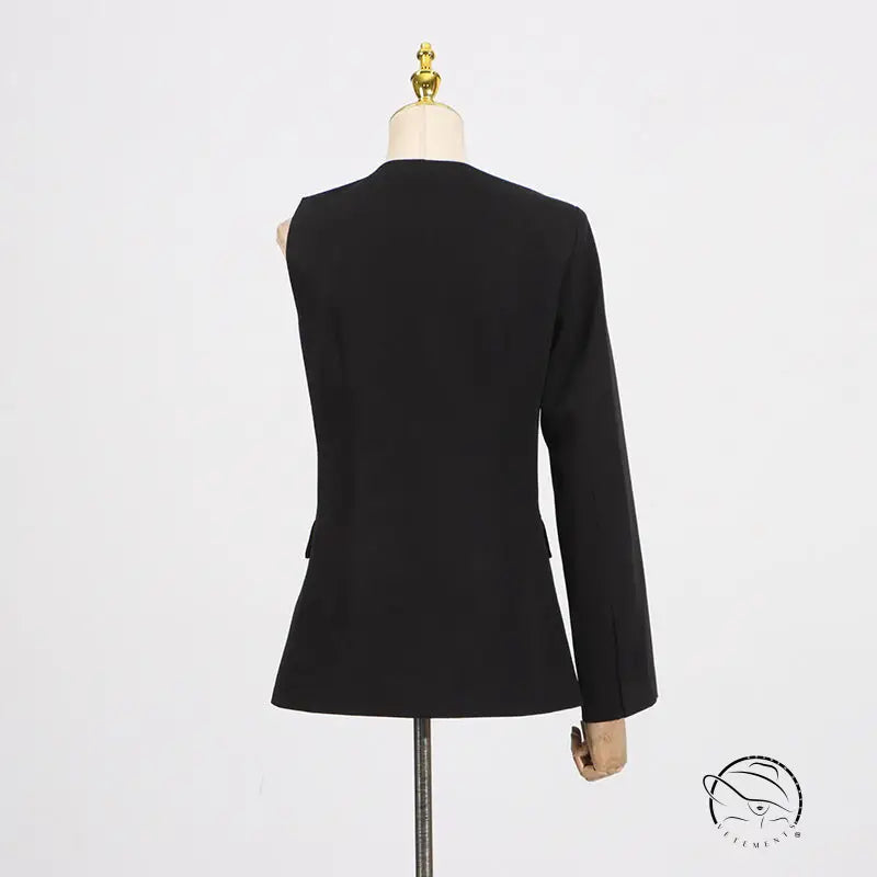 Black asymmetrical blazer in gorgeous wide leg pants two piece set