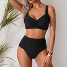 Black high-waisted bikini from Hot High Waist Split Swimsuit, perfect for fashion lovers