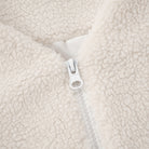 White sherpa jacket with zipper in stylish langry fashion, perfect for casual wear