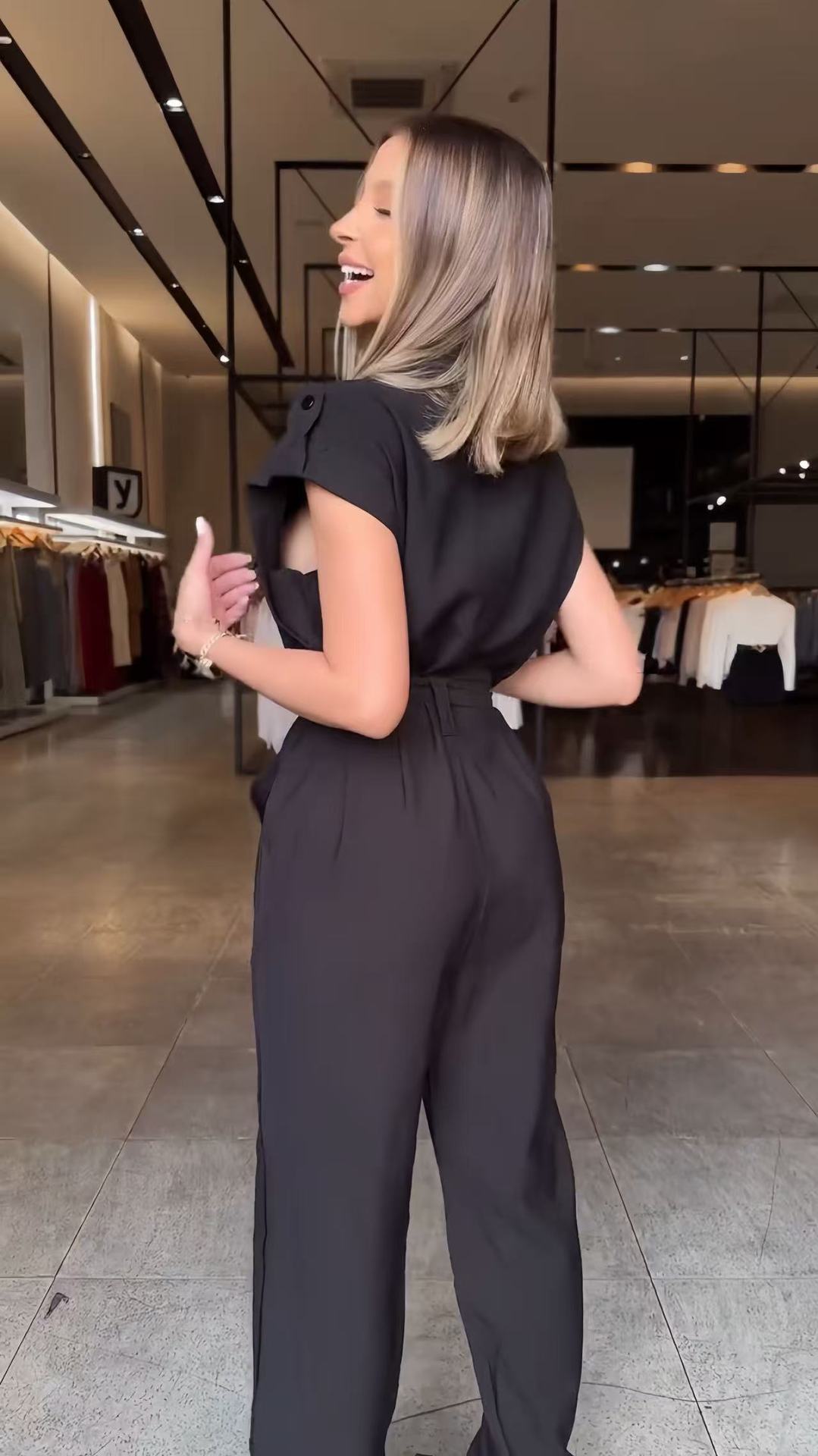 High Waist Long Leg Sleeveless Tooling Jumpsuit