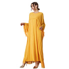 Yellow fringed langry fashion mesh dress with bell sleeves and high heels