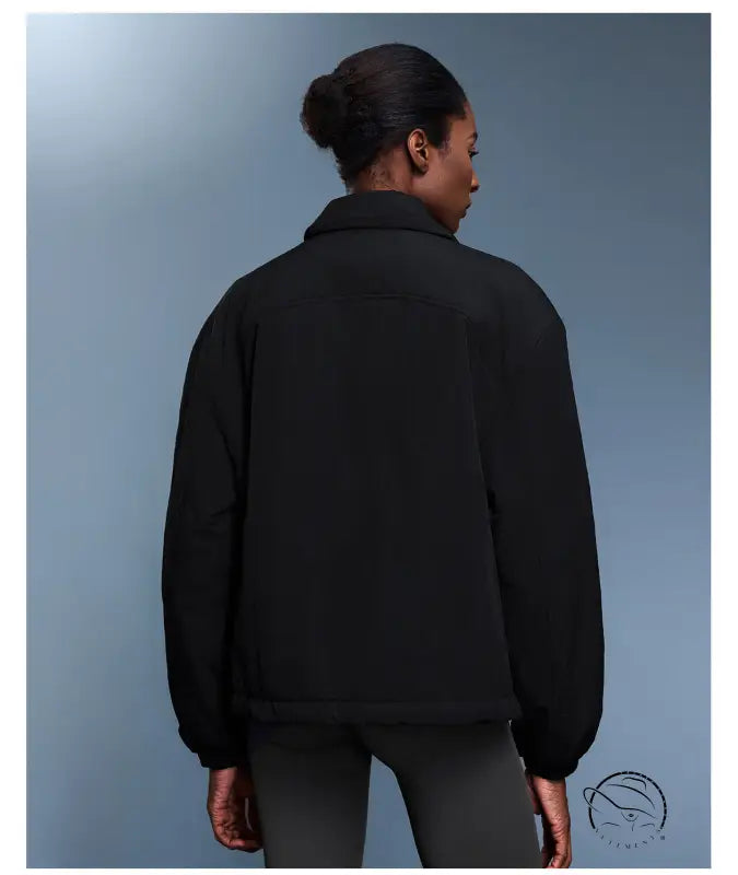 Langry fashion black bomber jacket with high collar and elastic cuffs