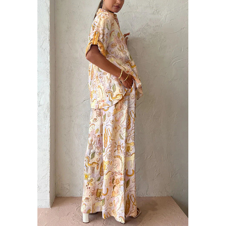 Patterned pajama set from Summer Casual Pocket Half Sleeve Suit, stylish ملابس for women