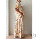 Summer casual patterned pajama set with pockets for women