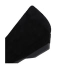 Langry fashion black wedge heel shoe with textured upper and smooth sole