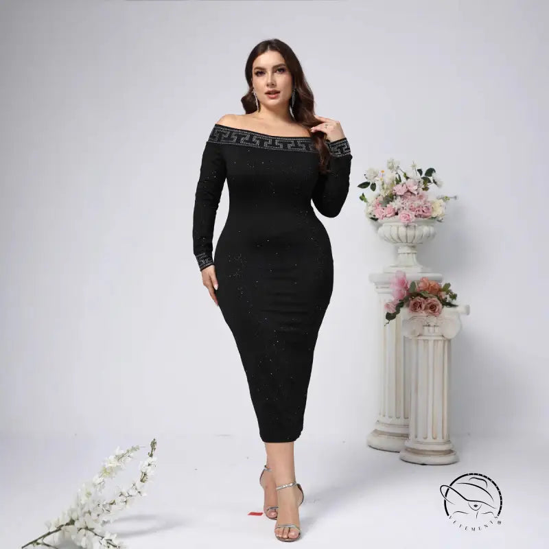 Elegant Sheath Pencil Long Sleeve Maxi Dress