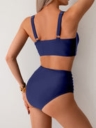 Navy blue two-piece swimsuit from Hot High Waist Split Swimsuit Bikini, a stylish langry fashion choice