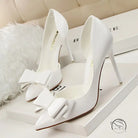 Fashion langry white high-heeled pumps with sweet bowknot toes
