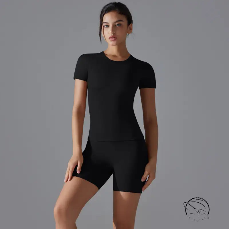 Spring Autumn t Shirt Quick Drying Yoga Clothes Short Sleeve Slim Fit Fitness Blouse Outdoor Running Sports Suit Women