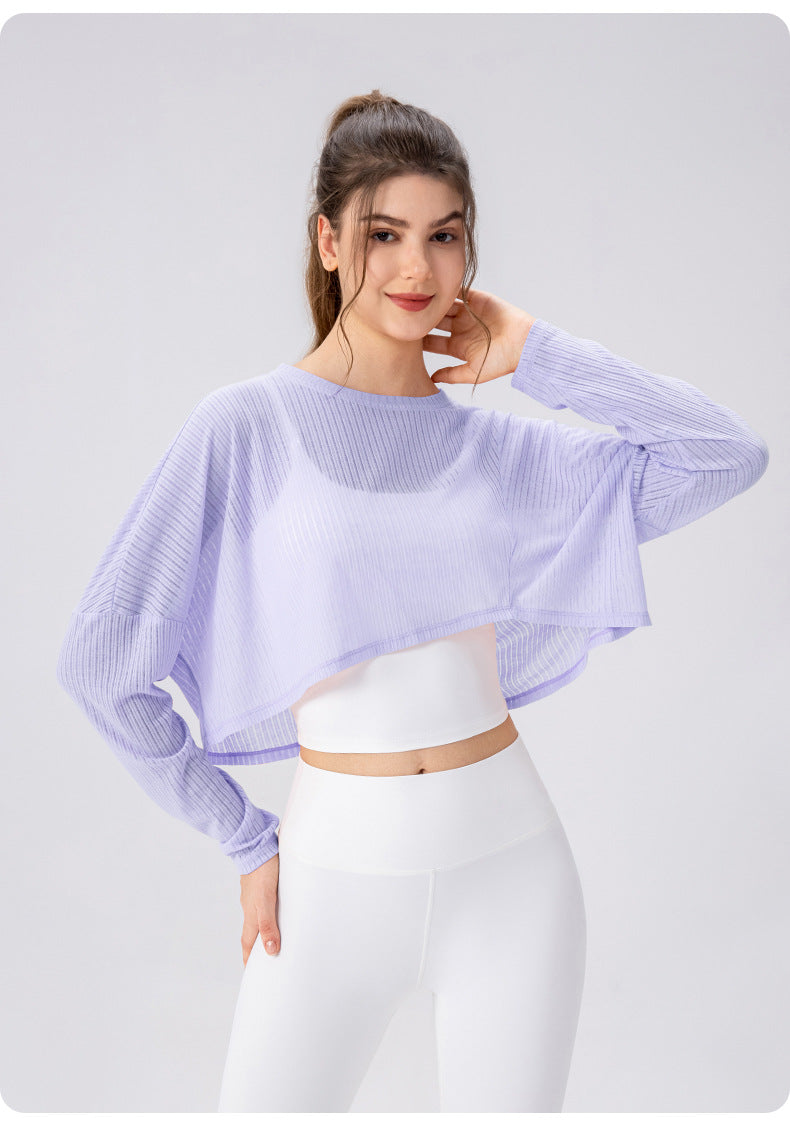 Women Yoga Blouse Long Sleeve Lightweight Breathable Workout Top Loose Outdoor Running Casual Sports