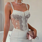 French Strap Lace Stitching See Through Vest