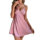 Pink langry satin slip dress in breathable ice silk