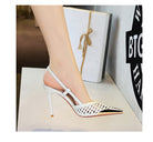 High Grade Metal Pointed Toe Strap Heels