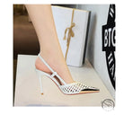 High Grade Metal Pointed Toe Strap Heels
