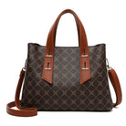 High-grade soft leather handbag in brown tan pattern with accents