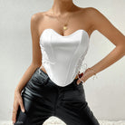 White Satin Vectoria Boning Corset, a sexy boning corset for elegant waist definition