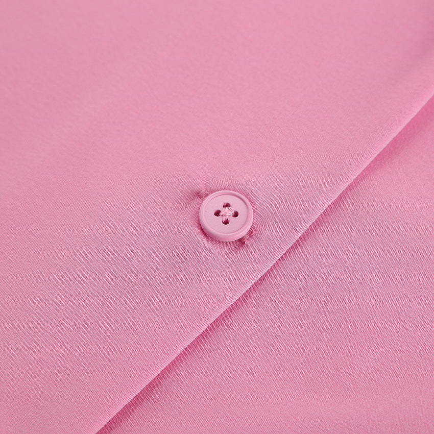 Soft pink button on Langry fashion cardigan pajamas fabric