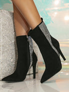 Black Velvet Slimming Short Pointed High Heel