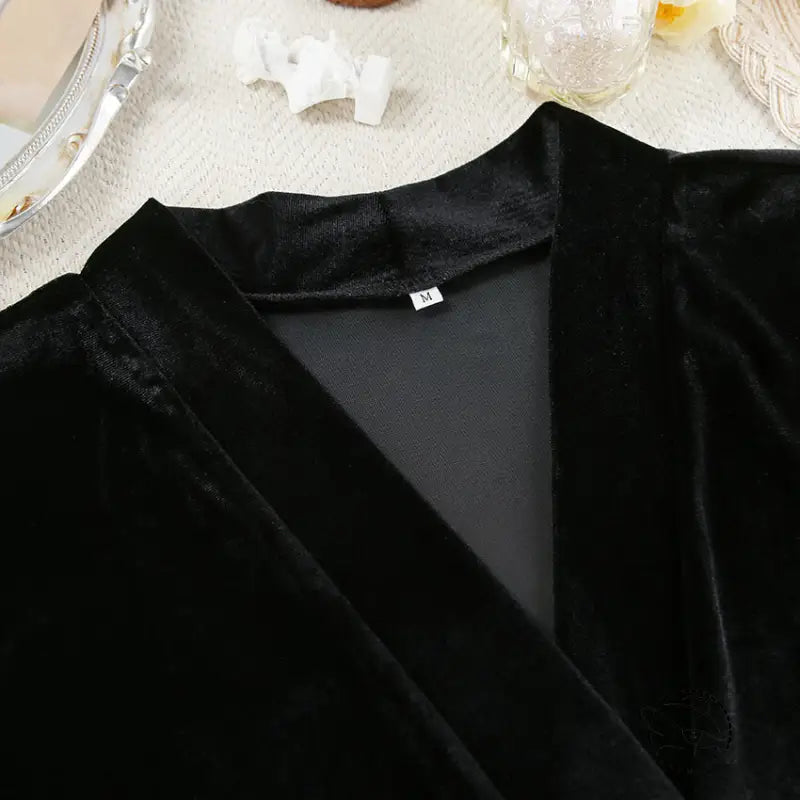 Black velvet wrap dress size M in comfortable cardigan thermal pajamas