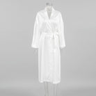 Langry white satin robe in loose casual comfortable fashion homewear