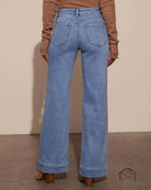 Stunning high waist light blue wide-leg jeans