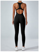 Langry fashion yoga one-piece jumpsuit in black racerback design