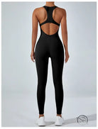 Black langry fashion yoga one-piece jumpsuit with racerback and cutouts