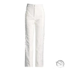 White tailored trousers with lace trim in French artistic palace embroidery jumpsuit